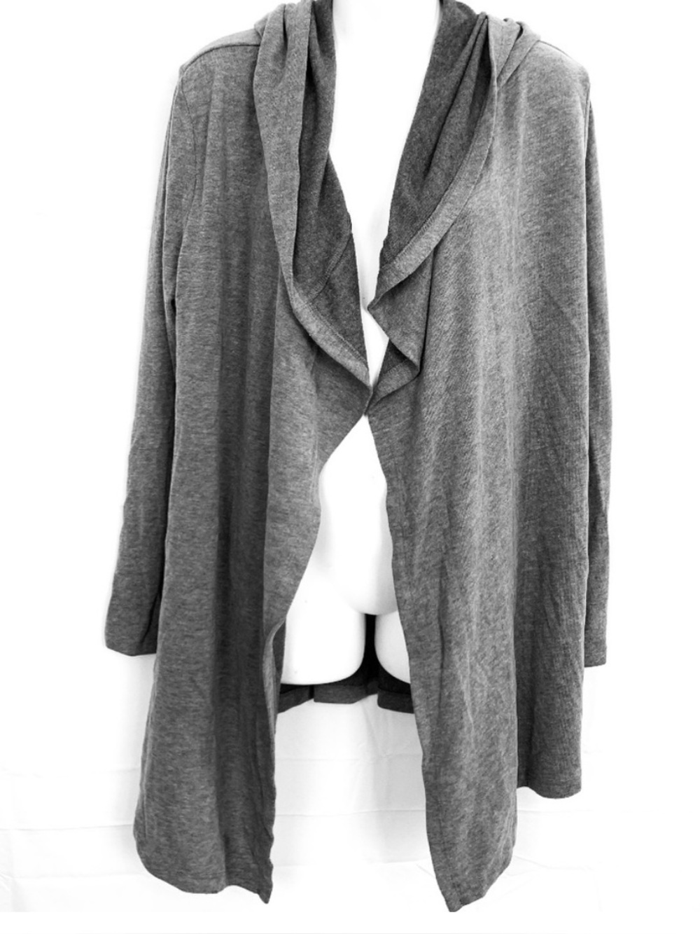 Ann Taylor Loft Lounge Oversized Hooded Open Front Cardigan Gray XL*